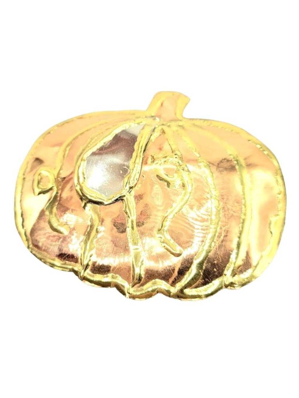 Brass Copper Brutalist Artisan Pumpkin Brooch Pendant